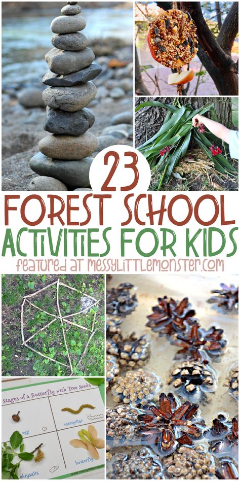Forest school activities. Outdoor learning for kids. Nature activities Plants Learning Activities, Woodland Animal Lesson Plans, Garden Curriculum Preschool, Nature Based Occupational Therapy, Shapes In Nature Preschool, Spring Nature Crafts Preschool, Stream Activities For Kids, Hiking Activities For Kids, Nature Wands For Kids
