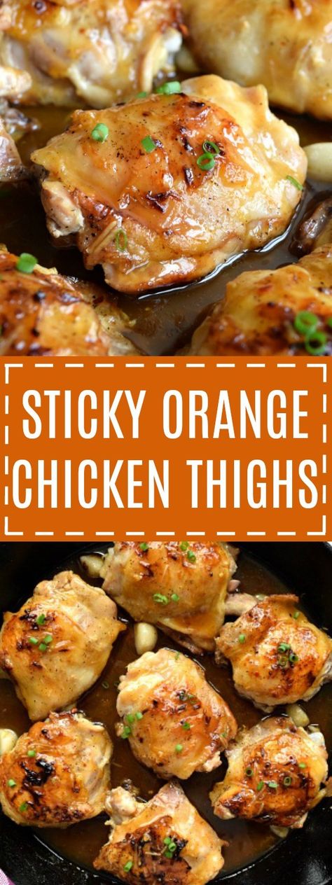 Orange Chicken Thighs, Sticky Orange Chicken, Orange Glazed Chicken, Chicken Thights Recipes, Orange Chicken Recipe, Chicken Thigh Recipes Oven, Boneless Chicken Thigh Recipes, Chicken Thigh Recipes Crockpot, Chicken Thigh Recipes Baked