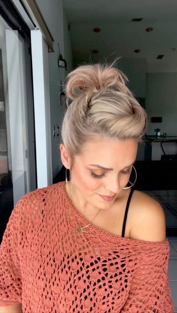 Work Up Dos For Short Hair, Hairstyles To Hide Undercut, Easy Half Up Half Down Hairstyles Short Hair, Shoulder Length Updo Casual, Short Hair How To Style Tutorials, Ashley Mcbryde Hair, High Ponytails For Short Hair, Shirt Hair Ponytail, Shoulder Length Hair Styles For Work