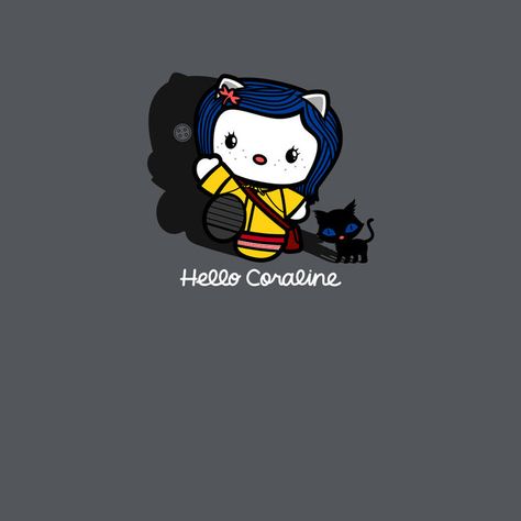 #coraline #hellokitty #cute #kawaii #kawaiistyle #pinterest #adorable Coraline Quote Tattoo, Coraline Hello Kitty, Coraline Eyes, Coraline Wallpaper Aesthetic, Cat From Coraline, Coraline Drawings, Coraline Quotes, Coraline Icons, Coraline Poster