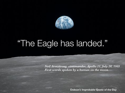 "The Eagle has landed." First words spoken by a human on the moon, Neil Armstrong, Apollo 11, July 20, 1969 The Eagle Has Landed, Apollo 1, Infinite Universe, Motivational Sayings, Neil Armstrong, Apollo 11, Laugh A Lot, An Eagle, The Eagle