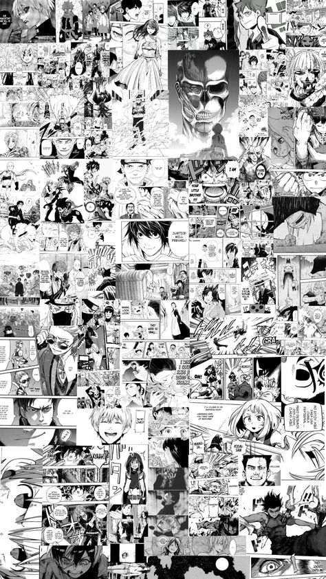 A collage filled with various panels from different manga series, plus there’s no repeating panels! Manga Panel Collage, Poster Manga, Anime Collage, Illustration Manga, Pink Wallpaper Anime, Anime Printables, Japon Illustration, Collage Background, Manga Panel