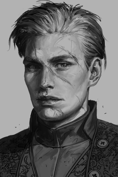 Face Scars, Face Characters, Dnd Art, Fantasy Male, Character Design Male, Rpg Character, Dnd Characters, Character Portraits, A Drawing