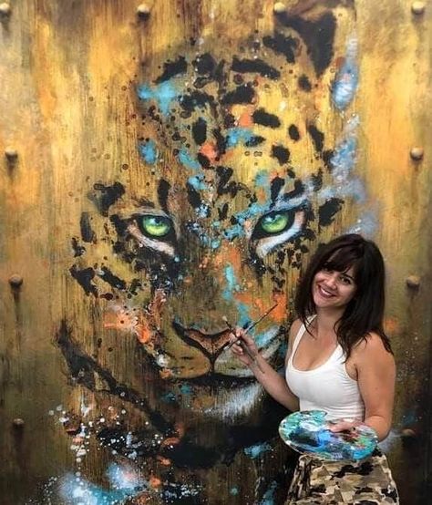 Contemporary Wildlife Art, Love Canvas Painting, Canvas Painting For Beginners, Leopard Painting, Flower Painting On Canvas, Leopard Art, Canvas For Beginners, Canvas Painting Ideas, Painting For Beginners