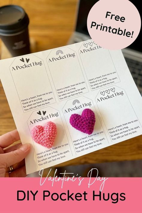 Hug Crochet Pattern, Pocket Hug Free Printable, Valentine Pocket Hug, Pocket Hug Card Printable Free, Free Pocket Hug Printable, Crochet Pocket Hug Heart, Pocket Hugs Crochet Pattern, Pocket Hug Printable Free, How To Make A Pocket Hug