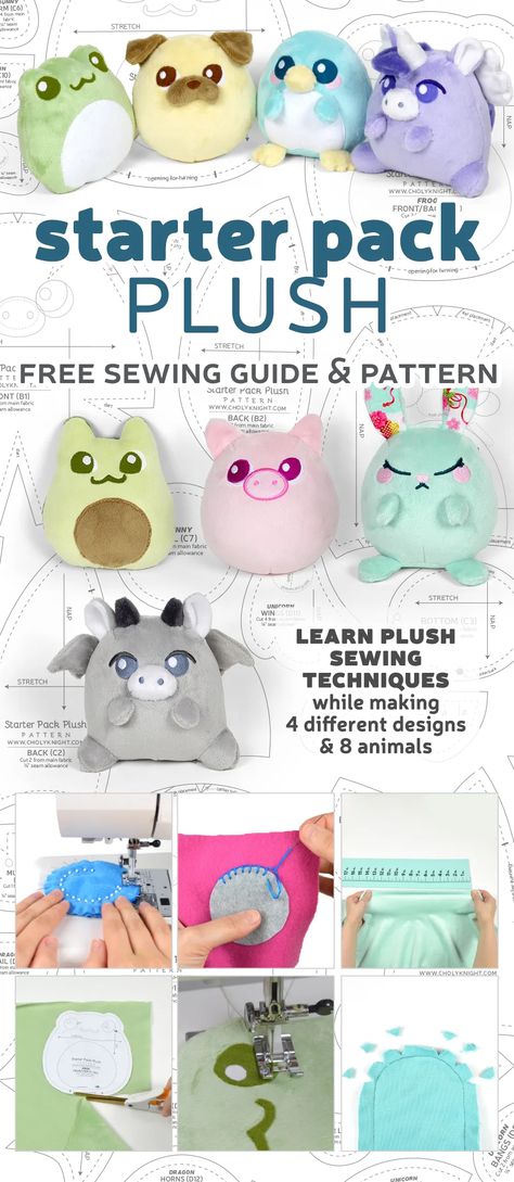 Free Sewing Patterns For Kids Toys, How To Sew Cute Plushies, Free Sewing Patterns For Plushies, Bulbasaur Plush Sewing Pattern, Sew Plushies Free Pattern, Simple Cat Plush Pattern, Sewing Pattern Free Animals, Free Sewing Patterns For Beginners Stuffed Animals, Free Sewing Pattern Stuffed Animals