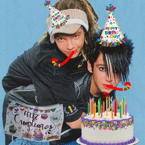 Tokio Hotel Birthday Cake Ideas, Bill Kaulitz Birthday, Tokio Hotel Birthday, 2000s Birthday, Tom And Bill Kaulitz, Tom And Bill, Happy Birthday Tom, Tokyo Hotel, Tokyo Hotels