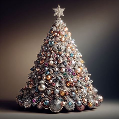 Gemstone Christmas Tree - Etsy Natal, Christmas 2024 Trends Decoration Colors, Jewellery Collage, Funky Christmas Trees, Diy Rustic Christmas Decorations, Jeweled Trees, Pinecone Christmas Tree, Jeweled Christmas Ornaments, Unusual Christmas Decorations