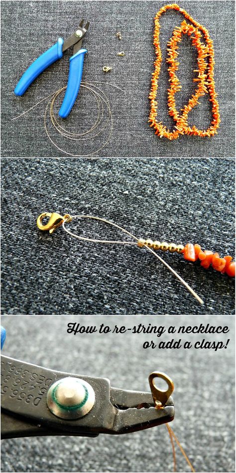 How To Add A Clasp To A Necklace, Necklace Tutorials Step By Step, How To Finish Necklace Ends, How To Make A Pearl Necklace Tutorials, How To Make A Bracelet With A Clasp, How To End A Necklace Jewelry Making, How To Attach Clasps To A Necklace, How To End A Necklace, Necklace Closures Ideas