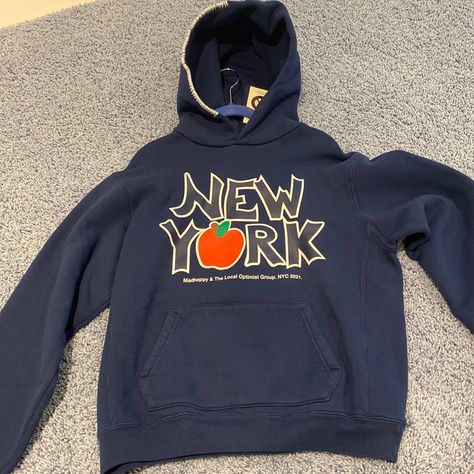 New With Tags!! Rare Limited Edition Navy With White Stitching Patchwork, Fleece Sweatshirt Outfit, New York Hoodie, Cold Fashion, Trendy Hoodies, Fits Clothes, Hoodie Brands, Cute Hoodie, Vintage Hoodies