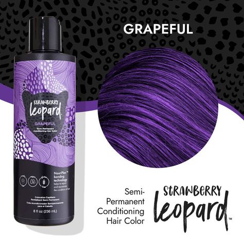 Strawberry Leopard Grapeful Semi Permanent Conditioning Hair Color | Semi Permanent Hair Color | Sally Beauty Hair Color Strawberry, Strawberry Hair Color, Dark Violet Hair, Strawberry Leopard, Exotic Hair Color, Hair Color Swatches, Hair Dye Brands, Dark Hair Dye, Types Of Hair Color