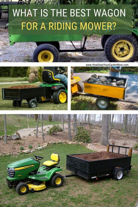 We tested and rated the best pull behind garden tractor wagons on the market. Read our review here. #lawnmowerwagon #gardening #gardenwagon #lawntractorwagon #pullbehindlawnmowerwagon Heavy Duty Wagon, Garden Tractor Pulling, Garden Wagon, Utility Wagon, Lawn Mower Tractor, Lawn Care Tips, Tractor Pulling, Garden Cart, Riding Mower