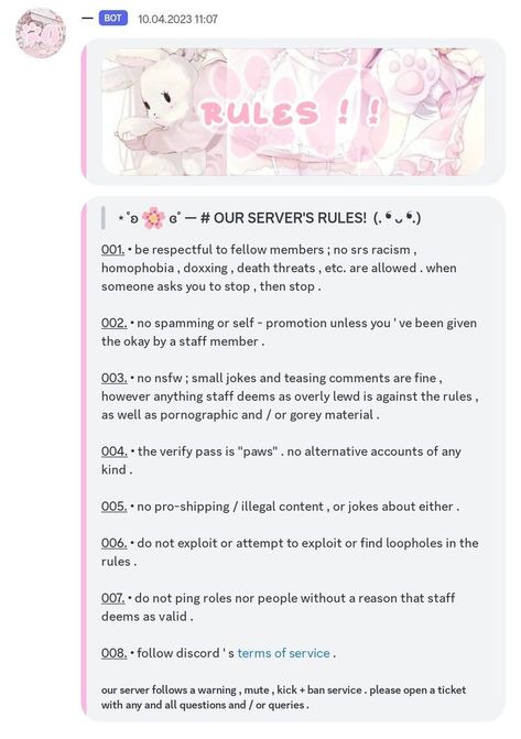 Rules For Discord Server, Rules Discord Ideas, Pink Discord Server Layout, Discord Rules Layout, Discord Sever Ideas, Discord Rules Ideas, Discord Server Names Ideas, Discord Welcome Message, Discord Server Rules Ideas