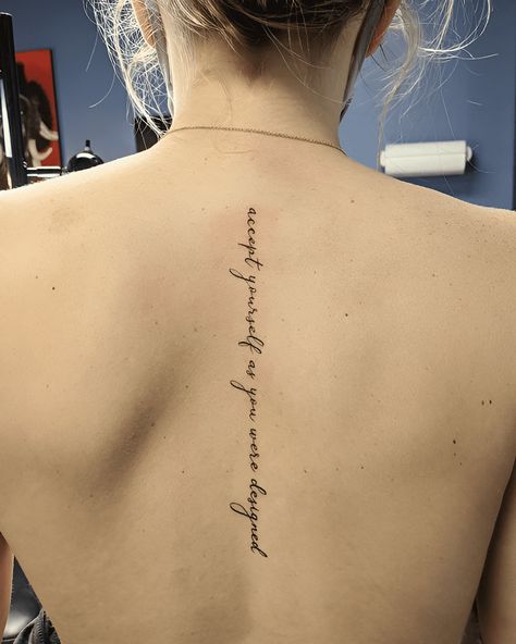 Womans Spine Tattoos Quote, Meaningful Back Tattoos For Women, Fine Line Spinal Tattoo, God Spine Tattoos For Women, Small Spine Tattoos For Women Quote, Meaningful Spine Tattoo, Spine Tattoos For Women Quotes Unique, Spine Tattoos For Women Small, Women Spine Tattoo Ideas Quotes