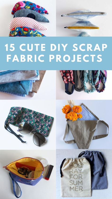 Explore fun and easy projects using scrap fabric! Turn leftover fabric scraps into cute accessories and home decor. Click through for FIY and crafts and fabric craft inspiration and make something wonderful from your fabric scraps. Things to make with fabric scraps Upcycling, Things To Make With Fabric, Scrap Fabric Ideas, Recycle Fabric Scraps, Simple Sewing Patterns, Fun Things To Make, Leftover Fabric Crafts, Hand Quilting Technique, Gifts To Sew