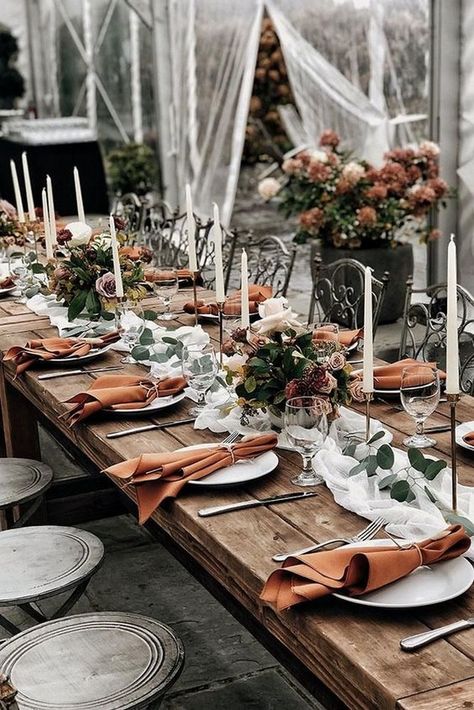 Rustic Wedding Decorations, Urban Flora, Wedding November, Burnt Orange Weddings, Bohemian Wedding Decorations, Terracotta Wedding, Chic Vintage Brides, Greenhouse Wedding, Reception Centerpieces