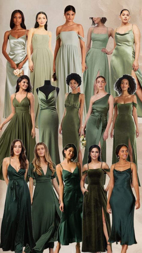 Sage Green Bridesmaid Dress And Groomsmen, Deep Sage Green Bridesmaid Dresses, Weeding Dress Guests Green, Green Brown Bridesmaid Dresses, Sage Green Bridesmaid Dresses Chiffon, Shades Of Green Bridesmaid Dresses Fall, Olive Bridesmaid Dresses Mismatched, Semi Formal Attire For Wedding Guests, Variety Of Green Bridesmaid Dresses