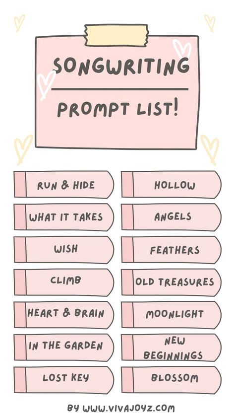 I want to share with you what my songwriting process and inspiration is like most of the time and hopefully, you can try some of these out and see if they work for you! Tags: #songwriting #prompts #promptlist #songwritingpromtps #songwriter #musicians #list #prettywords #howtowritesongs #musicblog #singer #freebie #writertips Ideas For Song Writing, Song Writing Template, Song Lyric Inspiration, Writing A Musical, Song Writing Tips For Beginners, How To Write A Musical, What To Write A Song About, Music Writing Tips, Poetry Tutorial