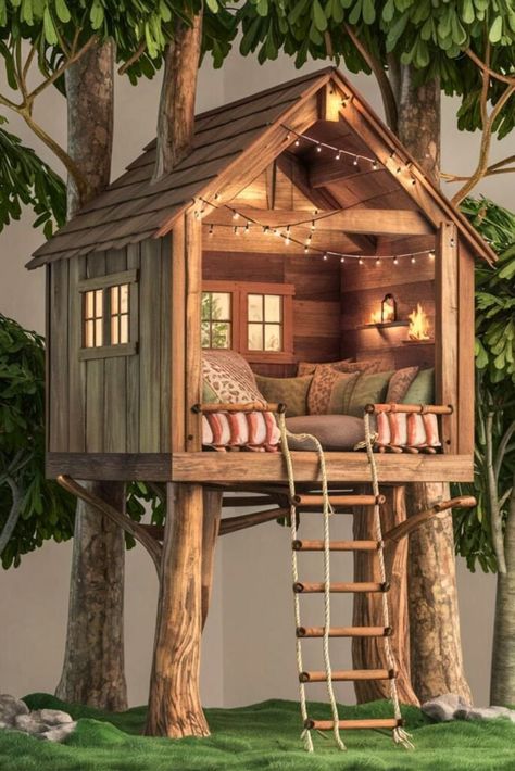 Top 15 DIY Tree House For Kids [Within Budget] Kids Tree House Plans, Tree House Playroom, Diy Indoor Treehouse, Tree House Ladder, Diy Tree House For Kids, Kids Tree House Ideas, Kid Clubhouse, Tree Houses For Kids, Tree House For Kids