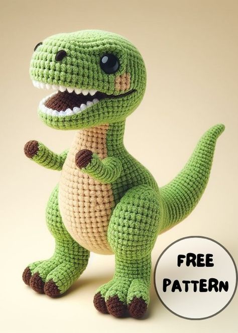 Crochet T-Rex Amigurumi Crochet Projects Dinosaur, Crocheted Dinosaurs Free Patterns, Easy Crochet Dinosaur For Beginners, Arugami Crochet Dinosaur, T Rex Knitting Pattern Free, Amigurumi Trex Crochet Dinosaur Free Pattern, T Rex Amigurumi Pattern Free, T Rex Free Crochet Pattern, How To Crochet Dinosaur