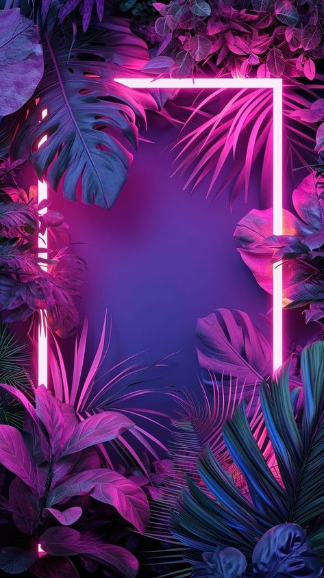 Tropical purple light neon. | premium image by rawpixel.com Neon Frame Background, Iphone Neon Wallpaper, Wallpaper Background Pink, Pink Palm Trees, Pink Neon Wallpaper, Orchid Wallpaper, Neon Frame, Iphone Wallpaper Texture, Neon Jungle