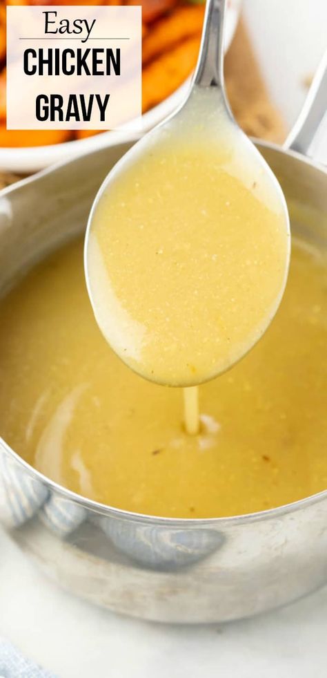 This homemade Chicken Gravy Recipe is easy to make with broth and no drippings! If you like to make your gravy from drippings, this is recipe easy to adapt to include them. Serve this with biscuits, mashed potatoes, casseroles, and more! #comfortfood #homemadegravy #sidedishrecipe Chicken Gravy From Broth, Easy Chicken Gravy, Homemade Chicken Gravy, Turkey Gravy From Drippings, Homemade Gravy Recipe, Easy Gravy Recipe, Chicken Gravy Recipe, Easy Gravy, Mashed Potato Casserole