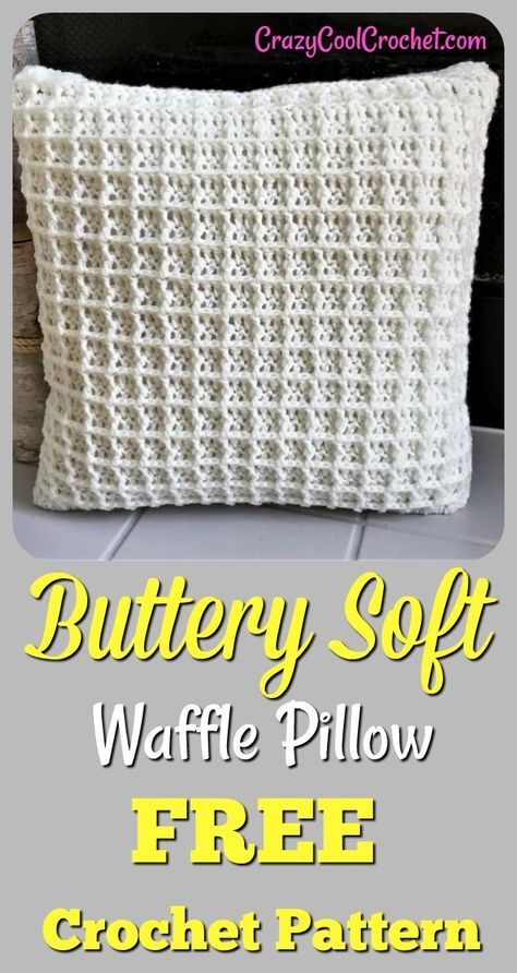 Waffle Pillow, Crochet Pillow Case Pattern, Crocheted Pillow, Crochet Cushion Pattern, Crochet Pillow Patterns Free, Crochet Pillow Cases, Crochet Waffle Stitch, Beau Crochet, Cushion Cover Pattern