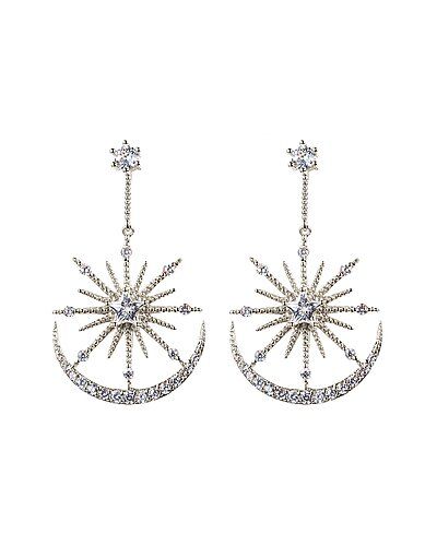 Eye Candy Los Angeles The Luxe Collection CZ Nina Earrings / Gilt Starfall Ball, Celestial Earring, Nautical Star, Moon And Star Earrings, Silver Eye, Cubic Zirconia Earrings, Moon Jewelry, Zirconia Earrings, Art Deco Earrings