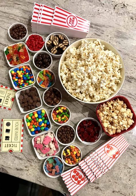 Fill-Your-Own Popcorn Box Spread by The BakerMama Essen, Movie Night Under The Stars, Chocolate Pumpkin Tart, Baked Apple Fritters, Bread French, Pumpkin Tarts, French Toast Roll Ups, Night Under The Stars, Food Boards