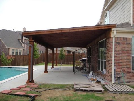 Shed Roof Patio Covers Gallery - Highest Quality Waterproof Patio Covers in Dallas, Plano and Surrounding Texas Tx. Shed Roof Covered Patio, Shed Style Porch Roof, Shed Roof Patio Cover Ideas, Back Porch Roof Ideas, Outside Covered Patio Ideas, Patio Roof Ideas Attached To House, Shed Roof Porch, Patio Overhang Ideas, Patio Covers Attached To House