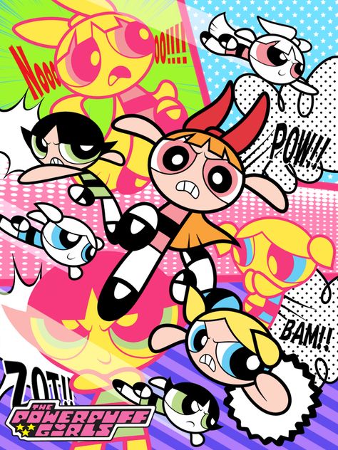 I don't know if this is original or fanart, but it looks sooo cute Croquis, Childish Character Design, Powerpuff Girls Background, Powerpuff Girls Poster, Homes In The Woods, Gradient Image, Super Nana, Power Puff Girls, Powerpuff Girls Wallpaper