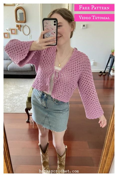 Classic Cropped Granny Hexagon Cardigan Free Crochet Pattern and Video Tutorial Crochet Shirt Free Pattern, Granny Hexagon Cardigan, Cardigan Free Crochet Pattern, Crochet Box Stitch, Granny Hexagon, Hexagon Cardigan, Bolero Crochet, Cotton Cake, Clothes Crochet