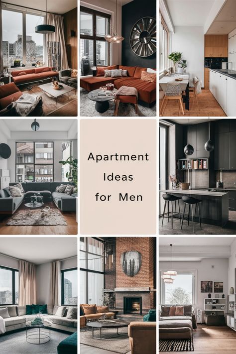 Discover the ultimate apartment ideas for men to elevate your space! From stylish living rooms and cozy bedrooms to efficient kitchens and sleek decor, find inspiration for every room in your studio or bachelor pad. Whether you're looking for modern designs, industrial loft vibes, or cozy man cave setups, explore a variety of themes and styles suited for single room apartments or shared living spaces. Spruce up your bathroom, closet, or balcony with practical yet stylish solutions tailored speci Men’s Apartment Kitchen, Single Male Apartment Interior Design, Bachelor Bathroom Ideas, Sophisticated Bachelor Pad, Single Man Apartment Decor, Man Living Room Ideas Masculine Interior, Modern Bachelor Pad Apartments, Bachelor Decor Ideas, House Decor For Men