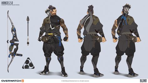 Futuristic Concept Art, Hanzo Shimada, Overwatch Hanzo, Character Turnaround, Savage Worlds, Overwatch 2, Concept Art Character, Game Character Design, Character Modeling