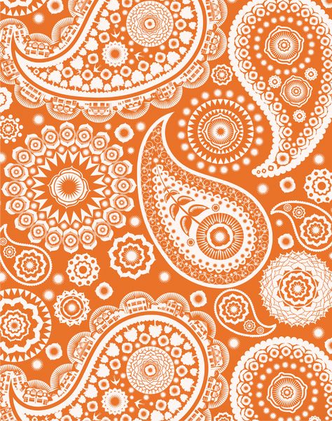 Crescent Wallpaper, Cultural Patterns, Tangerine Dream, Mini Moderns, Paisley Art, Indian Patterns, Indian Prints, Paisley Design, Kids Wallpaper