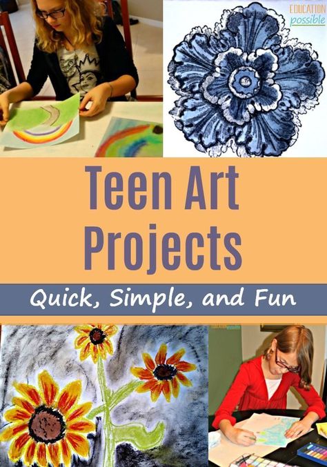 Middle schoolers need a chance to get creative, so homeschool art is an important subject to add to your day. Even if you're pressed for time, your tweens and teens can complete these simple art projects with little problem. We spent a lot of time as a part of the mixed media virtual classroom that's listed and loved it. Which easy project will you start with? #homeschool #art #teens Teen Art Projects, Simple Art Projects, Middle School Art Projects, Arts And Crafts For Teens, Arts And Crafts For Adults, Art Projects For Teens, Teen Art, Virtual Classroom, Fun Arts And Crafts