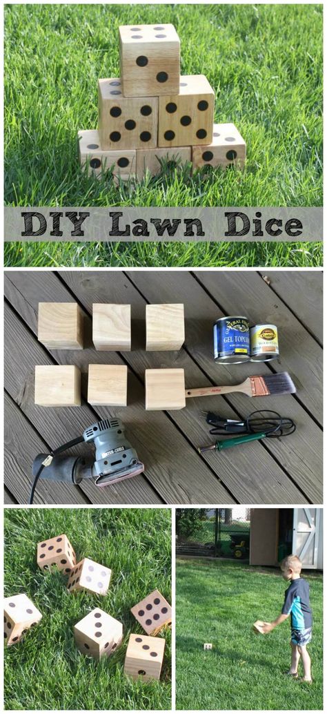 DIY Wooden Yard Dice - Sometimes Homemade Backyard Games Diy, Giant Outdoor Games, Yard Games For Kids, Outdoor Games Adults, Backyard Party Games, Yard Dice, Diy Party Games, Diy Yard Games, Outdoor Party Games