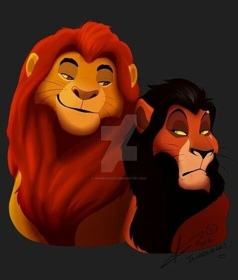 🌞simba king of the prideland🌞 on Instagram: “Mufasa and Scar by artist (isharaheart) from devianart #lionkingsimba19942019” Scar And Mufasa, Mouse Village, Lion King 3, Nate Dogg, Lion King 1, The Lion King 1994, Scar Tattoo, Lion King 2, Simba And Nala
