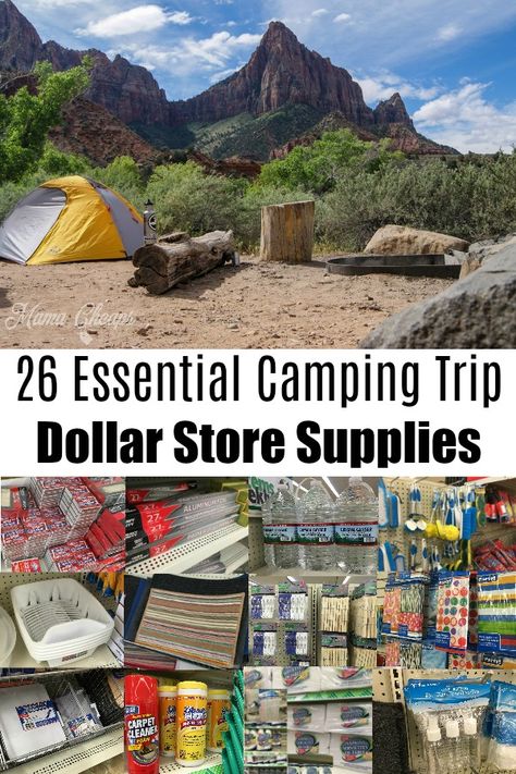Essential #Camping Trip DOLLAR STORE SUPPLIES shopping list!!  #familytravel https://www.mamacheaps.com/2018/07/essential-camping-trip-dollar-store-supplies.html Organisation En Camping, Camping Hacks With Kids, Camping Ideas For Couples, Zelt Camping, Camping Bedarf, Tent Camping Hacks, Camping Snacks, Camping 101, Camping Diy