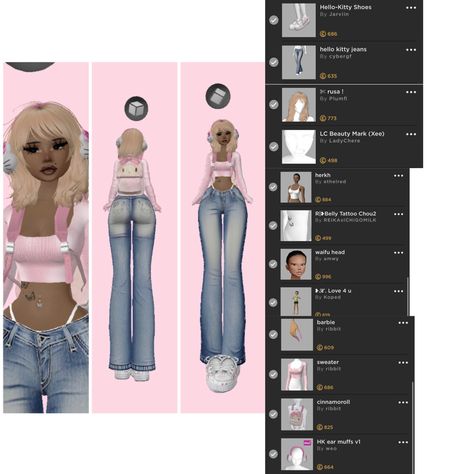 Imvu Avi Ideas Black, Imvu Y2k Outfits Ideas, Imvu Body Tutorial, Y2k Imvu Outfits, Imvu Avi Ideas Y2k, Imvu Y2k Outfits, Imvu Clothes Ideas, Imvu Outfits Grunge, Y2k Gacha Club Outfits