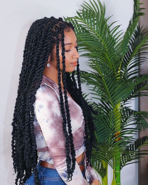 Long Twist Braids, Water Wave Crochet Hair, Water Wave Crochet, Passion Twist Hair, Wave Crochet, Passion Twists, Passion Twist, Box Braids Hairstyles For Black Women, Cute Box Braids Hairstyles