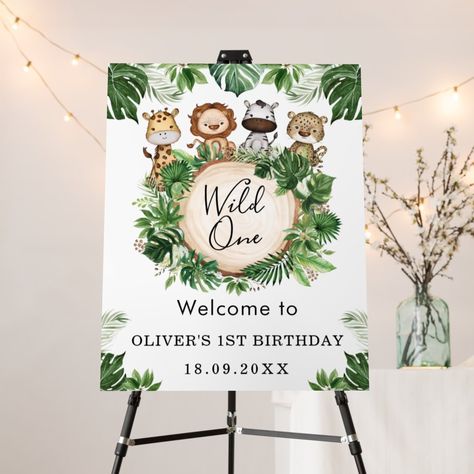 Jungle Theme Welcome Board, Baby Jungle Theme, April Baby Shower, April Baby, Birthday Canvas, Jungle Theme Birthday Party, Jungle Safari Animals, Safari Animals Birthday, Wild Birthday Party