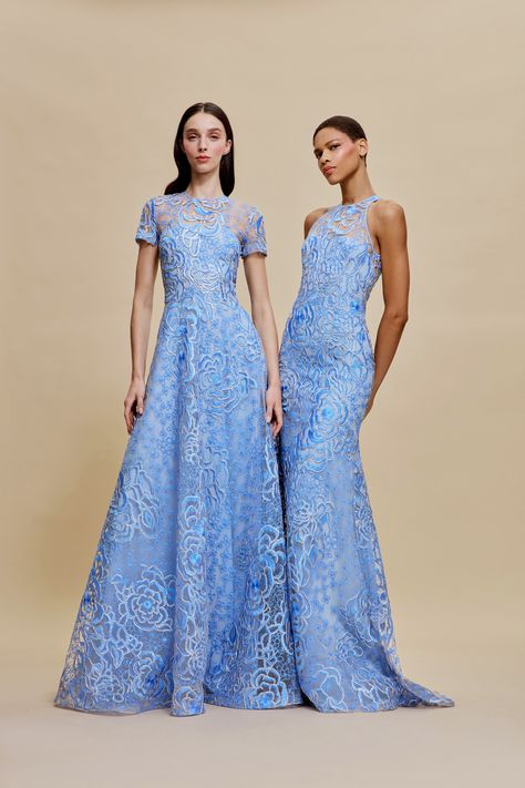 Naeem Khan Resort 2025 Collection | Vogue Haute Couture, Naeem Khan, Couture, Powder Blue Gown, 2025 Fashion, Organza Gown, Organza Gowns, Resort Dresses, Column Gown