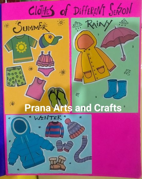 Clothes of different seasons school project Montessori, Seasons School Project, Weather Poster, Human Body Drawing, Cartoon Coloring, Science Projects For Kids, Kindergarten Fun, Preschool Art Activities, Cartoon Coloring Pages