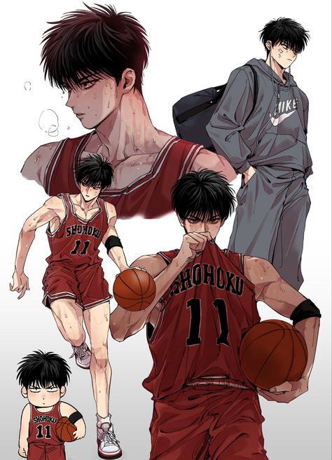 Slam Dunk Manga, Slam Dunk Anime, Body Base Drawing, Animation Art Sketches, Anime Expressions, Sketch Inspiration, Slam Dunk, Anime Drawings Tutorials, Anime Drawings Boy