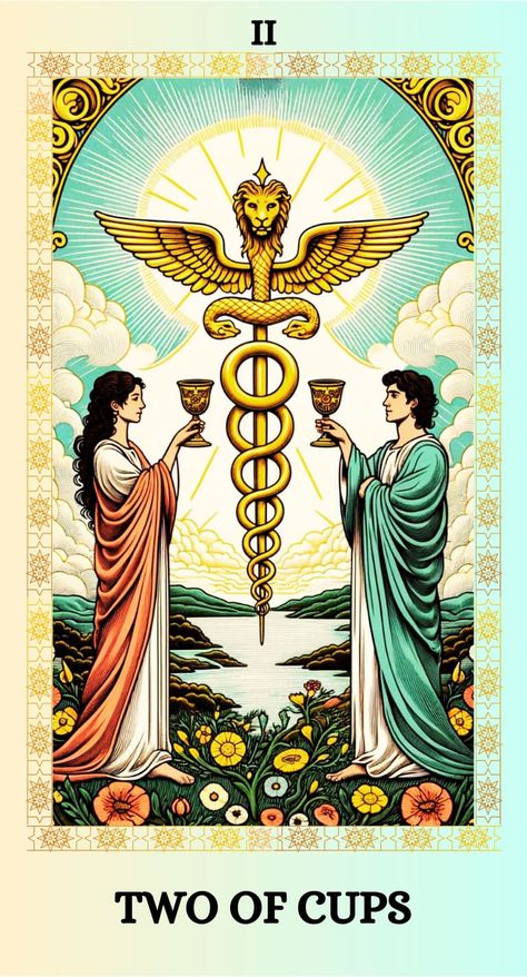 Discover the two of cups tarot card meaning and spiritual symbolism! Gain deeper insight of the reversed interpretation and much more...https://centerspirited.com/tarot/two-of-cups-card-meaning/ Two Of Cups Tarot Card, Tarot Wallpapers, Two Of Cups Tarot, 2 Of Cups, Tarot Cards Art Illustration, Tarot The Fool, Two Of Cups, Tarot Interpretation, Cup Tattoo