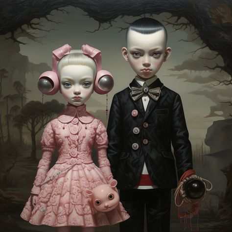 impeccable dressed, with some mighty fine hair rolls, surreal lowbrow art. Lowbrow Art Illustration, Melancholy Art, Art Macabre, Interesting Creatures, Meaningful Paintings, Surealism Art, Strawberry Moon, Beautiful Mugs, Gothic Fantasy Art