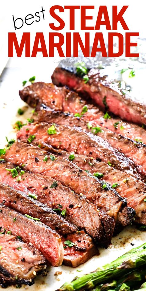 Transform any underrated cut of steak into a resplendently juicy, buttery tender steak of your dreams with this expertly crafted steak marinade! #steak #recipe #steakrecipe #steakmarinade #marinade #grill #grilling #grillrecipe #grillrecipes #summerrecipe #summerrecipes #fathersdayrecipes #4thof julyrecipes Flank Steak Marinade, Steak Marinades, Marinade Flank Steak, Flank Steak Tacos, Steak Marinade Best, Steak Marinade Recipes, Marinated Flank Steak, Flank Steak Recipes, Carlsbad Cravings