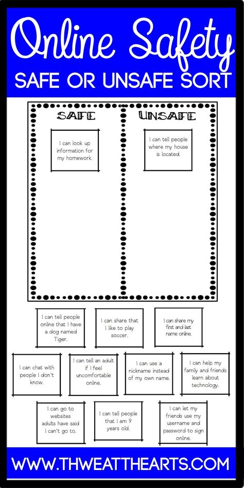 Computer Lessons, Internet Safety Worksheet, Internet Safety Lessons, Internet Safety Activities, Safety Worksheets, Social Media Safety, Internet Safety For Kids, Digital Safety, Safe Internet