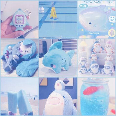 Cute Mood Boards Aesthetic, Pictures For Mood Boards, Ocean Theme Mood Board, Ocean Aesthetic Moodboard, Shark Color Palette, Oc Theme Ideas, Sleepy Moodboard, Shark Moodboard, Proshipper Art Style